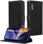 kwmobile PU Faux Leather Case Compatible with Samsung Galaxy Xcover Pro - Wallet Case with Screen Protector - Black