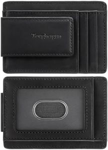 Toughergun Minimalist Wallet for Men with Magnetic Money Clip Leather Slim Wallet, Credit Card Holder RFID Blocking Front Pocket Holds Cash and Cards (Deep Coffee)