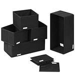 Navaris Set of 6 Storage Box Cubes - Black Fabric Drawer Organisers - Space Saving Cube Boxes - Soft, Foldable, Collapsible Shelf Unit Cubes Ideal for Living Room & Bedroom Shelves