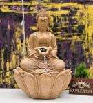 EXPLEASIA Mini Lotus Buddha Water Fountain for Table Decor |Living Room Decor| Gift Items | Home & Office Decor Item |Buddha Water Fountain| (Beige Color)