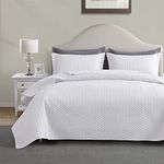 Maple&Stone California King Quilt, Oversized King Quilt 112x104, 3 Piece Lightweight Bedspread with Shams - (White, 112"x104")