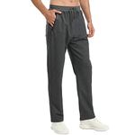 JustSun Tracksuit Bottoms Mens Joggers Slim Fit Jogging Bottoms Sports Trousers Running Gym Sweatpants with Zip Pockets Cotton Darkgrey L