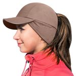 GADIEMKENSD Winter Fleece Hats Reflective Ponytail Hat for Women Baseball Caps with Earflap Drop Down Ear Warmer Skull Cap Beanie with Visor Cold for Outdoor Hiking Running Sport Cap Brown