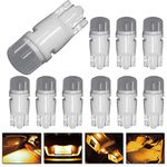 DODOFUN T10 Ceramics Interior Exterior Bright LED Light 168 175 194 2825 W5W Size Bulb Yellow Amber Color (Pack of 10)