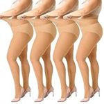 Yilanmy Women's Plus Size Tights 4 Pairs 20 Denier Control Top Sheer Soft Pantyhose (UK, Alpha, 4XL, Plus, Regular, Natural)