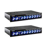 Audiopipe EQ-709X 7 Band 9 Volt Universal Half DIN Graphic Car Audio Equalizer for Car Stereo Sound System Subwoofer Speakers (2 Pack)