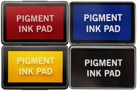 Miuggue 4 Colors Ink Pad Set, Oil-Based Waterproof Stamp Pads for Rubber Stamps, Craft Supplies for Scrapbooking, Card Making, Paper, Wood & Fabric (4-Color Option A)