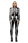 Honeystore Women's Skeleton Halloween Costume Catsuit Bodysuit Cosplay Jumpsuits BAX-177 M