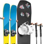 Fuloon Ski and Snowboard Wall Mount, Adjustable Storage Rack for Ski Snowboard Skateboard, Space-Saving Tool Organizer, Easy DIY Installation for Garage and Home Display (31.5inch)