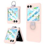 for Samsung Galaxy Z Flip 5 Case with Ring Shockproof Silicone Protective Cover Flip Z 5 Phone Case for Galaxy Z Flip 5 5G 2023 - Pink