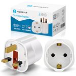 European to UK Plug Adaptor, Aigostar 2 Pack EU to UK Adapter, Euro Schuko 2 Pin to 3 Pin Adapter Plug UK, Travel Adaptor from France Italy Spain Germany to UK, EU Plug Adapter To UK For Electronic