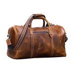 KomalC Leather Duffel Bags for Men and Women Full Grain Leather Travel Overnight Weekend Leather Bags Sports Gym Duffel for Men (20 Inch)