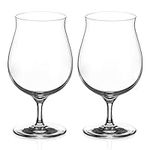 DIAMANTE Premium Lead Free Crystal Craft Beer Ale Glasses | Craft Stemmed Beer Glasses - Belgian Beer Tasting Glass for IPA, Stout, Gift Boxed– Set of 2