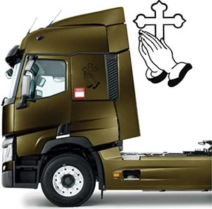 DualColorStampe Autocollants compatibles avec Scania Iveco Man Daf Volvo tir fourgon crucifié Madonna décorations camion accessoires auto stickers COD.0226 (noir)
