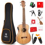 Electric Acoustic Tenor Ukulele Solid Mahogany 26" Ukelele for Starter Professionals with 2 Band EQ, Carry Bag, Practical Beginner Kits by Vangoa