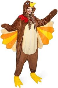 AOTHSO Thanksgiving Turkey Adult Onesie Turkey Plush Bird Onesie Costume with Animal Shoes Cosplay for Women and Men, Brown