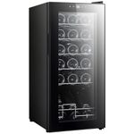 HOMCOM 50L Wine Cooler, 18 Bottles, 5-18° Freestanding Wine Fridge with Glass Door, LED Light, Temperature Control and Digital Touch Screen, Black