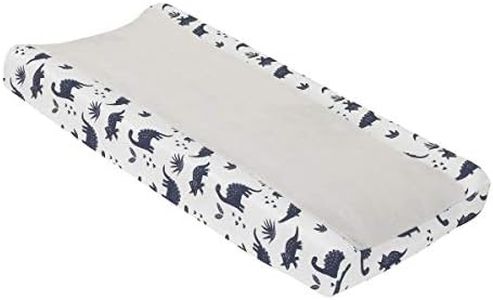 Carter's Dino Adventure Super Soft Gray & White Coral Fleece Changing Pad Cover, Grey, White, Navy