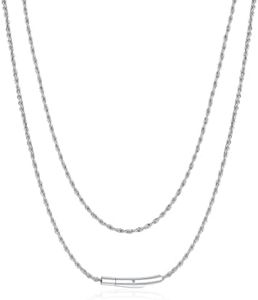 Bandmax Men's Rope Chain Necklace, Stainless Steel Twist Link, 16-30 Inch