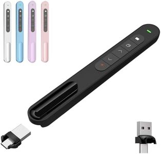 GUMENA Presentation Clicker for Powerpoint Presentations, Black, A & C | Presentation Clicker for PowerPoint/Teachers, Long-Range Presenter Remote, Magnetic USB Receiver, Windows/macOS/Android/Linux
