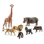 Schleich Wild Life Realistic Safari Animal Figurine Playset - 7-Piece Wildlife Safari Toy Animal Figurines with Lion, Giraffe, Hippo, Chimpanzee, Warthog, Cheetah, Mandrill, Gift for Kids Age 3+