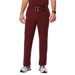 FIGS Pisco Basic Scrub Pants for Men – Tailored Fit, Super Soft Stretch, Anti-Wrinkle Medical Scrub Pants, Burgundy, Large Tall