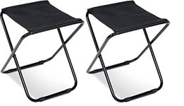 IYB-Camping Stool Folding Lightweight Camp Stool Portable Foldable Seat Ultralight Outdoor Slacker Chair for Travel, Hiking, Fishing, BBQ, Beach, Black (Set of 2)