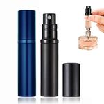 Refillable Perfume Bottle Atomizer for Travel, POTWPOT 2 Pcs Portable Mini Refillable Perfume Atomizer Bottle Perfume Travel Spray Bottle for Men and Women with 5ml Pocket Size (Black & Blue)