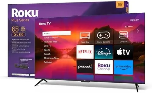 Roku 65" Plus Series 4K Dolby Vision HDR10+ QLED Smart RokuTV with Voice Remote Pro, Striking 4K Resolution, Automatic Brightness, Dolby Vision and HDR10+