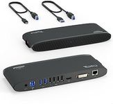 Plugable USB 3.0 Universal Laptop Docking Station for Windows and Mac (Dual Monitor: HDMI and DVI/HDMI/VGA, Gigabit Ethernet, Audio, 6 USB Ports) - Horizontal