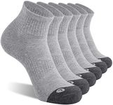 FITRELL 6 Pack Athletic Ankle Socks for Women and Men Cushioned Sports Running Socks, Shoe Size 7-9, Grey