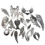 FAIRYGATE Bag Charm 20 Pcs Vintage Silver Plated Assorted Angel Wings Charms Pendants DIY for Jewelry Making and Crafting A6916