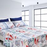 American Home Collection 6 Piece Print Bedding Sheets & Pillowcases Set - 14 Inches Deep Pocket - Double Brushed Microfiber Bedsheets for Extra Soft - Wrinkle Resistant (Queen, Navy Urban)