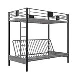 DHP Silver Screen Metal Bunk Bed with Ladder, Black, Twin