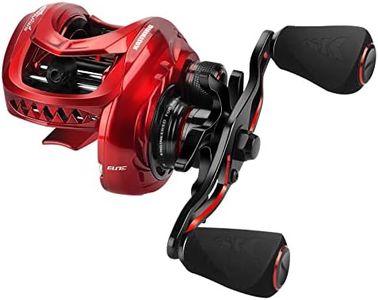 KastKing MegaJaws Elite Baitcasting Reels, 9.1:1 Gear Ratio, Left Handed, Scarlet, Standard Spool, Flipping Switch