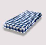 Economy Sprung Budget Mattress, Blue Check Pattern, Single/90cm, Small Double/120cm, Double/135cm, for Bunk Beds, Cabin Beds (3ft Single Uk Standard)