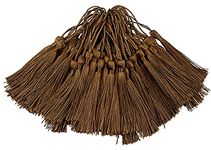 TIMESETL 50 Psc 13cm/5 Inch Silky Floss Craft Tassels, Handmade Tassel with Loop for Jewelry Making Souvenir, Bookmarks, DIY Craft Accessory (Coffie)