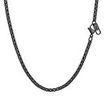 PROSTEEL Mens Necklace Chain Round Box Chain for Men Women Thin Black 3MM 32 Inch Long Hypoallergenic 316L Stainless Steel Jewellery (Send Gift Box)