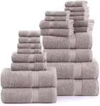 SNOWDROP 24 Pc Towels for Bathroom - Microfiber Bath Towel Sets, Luxury Bath Towels, 2 Bath Sheets, 4 Bath Towels, 6 Hand Towels for Bathroom, 8 Wash Cloths, 4 Fingertip Towels- Platinum