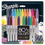 Sharpie Permanent Markers | Fine Point | 80s Glam Colours | 24 Count