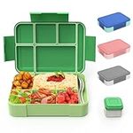 HOBUE Bento Lunch Box, Lunch Box for Adults 1330ml Bento Box with 6 Compartments, Lunch Boxes with Cutlery Set, Leak Proof Lunch Box for Kids, Snack Box for School Kindergarten Office, Green