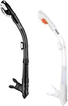 Aegend Dry Snorkel, Dive Mask Easy-Breath Free Diving Snorkel for Snorkeling Scuba Diving Freediving Swimming, with Top Dry Valve and Food-Grade Silicone Mouthpiece(Black & Clear White)