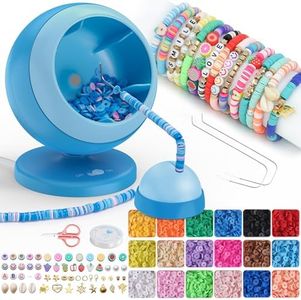 ETUDAW Bead Spinner, Clay Beads Bracelet Making Kit, Beginner 4500 PCS 18 Colors Clay Beads and Charms Kit for Necklaces and Bracelets, DIY Arts and Crafts Birthday Gifts(Blue)