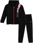 Reebok Baby Boys' Sweatsuit Set - 2 Piece Playwear Fleece Hoodie and Jogger Pants (12M-7), True Black, 6