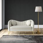 SNOW HANDICRAFTS -Modern Velvet Loveseat Sofa with Channel Tufting,2 Seater, Gold Metal Legs, (Beige)