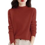 Cashmere Jumpers Ladies Women's Semi Turtleneck Sweater Long Sleeve Solid Color Pullover with A Base Shirt Autumn and Winter Warm Loose Sweater Winter Jumpers for Women UK Sales Plus Size Christmas