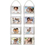 Icona Bay 4x6 (10x15 cm) Wall Hanging Picture Frames Collage w/ 8 Openings (Distressed White, 2 Pack), Casual Style Wood Composite Frames, Wall Mount Only, Bliss Collection