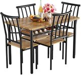 IDEALHOUSE 5 Piece Dining Table Set for 4, Kitchen Table and Chairs for 4 with Storage Rack, Metal and Wood Rectangular Dining Room Table Set for Kitchen, Dining Room, Dinette, Rustic Brown
