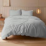 SleepyCat Sateen Duvet Cover | 100% Cotton | 300TC Sateen Weave with Corner Ties & Zipper Closure | Oeko-TEX & AZO Free - Denim (Double Size, 90x100 Inches)