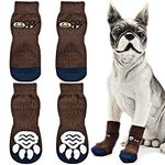 Udebohe Dog Socks for Small Medium Large Dogs (4 PCs), Soft Breathable Cute Anti-Slip Dog Paw Protector, High-Stretch Knitted Pet Socks, Traction Control for Indoor Hardwood Floor Wear